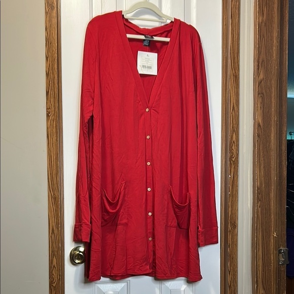 Agnes & Dora Sweaters - Agnes & Dora Long Red Cardigan with Pockets NWT